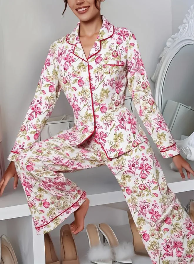 Take Two  Women Floral Print Shirt and Pyjama Set for Women | Best Price UAE